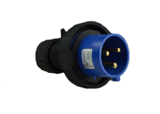 IEC 60309 (6h) PIN & SLEEVE PLUG, 20 AMPERE-250 VOLT (C(UL)US LISTED), 16 AMPERE-220 VOLT (OVE LISTED) "UNIVERSAL APPROVALS", WATERTIGHT (IP67), CEE 17, IEC 309, 2 POLE-3 WIRE GROUNDING (2P+E), COMPRESSION STRAIN RELIEF, NYLON (POLYAMIDE BODY) OPERATING TEMP. = -25�C TO +80�C. BLUE. CERTIFICATIONS: REACH, RoHS, CE.     

<br><font color="yellow">Notes: </font> 
<br><font color="yellow">*</font>  Download IEC 60309 Pin & Sleeve Brochure to view complete range of pin & sleeve devices.
